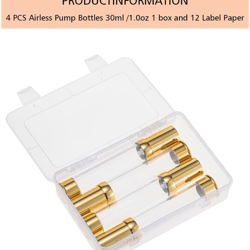 Vacuum Bottles for Liquids Refillable Empty Cosmetic Pump(4 Pack)